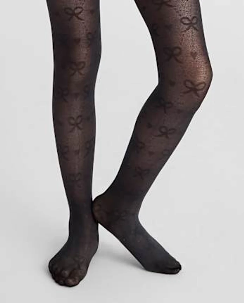Girls Bow Microfiber Tights
