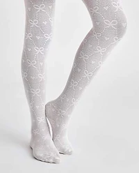 Girls Bow Microfiber Tights