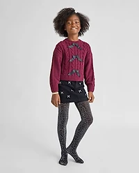 Girls Shimmer Bow Microfiber Tights 2-Pack