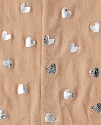 Girls Foil Heart Microfiber Tights