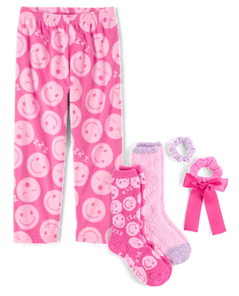 Girls Happy Face Bow 4-Piece Accessory Set
