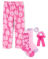 Girls Happy Face Bow 4-Piece Accessory Set