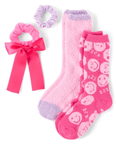 Girls Happy Face Bow 4-Piece Accessory Set