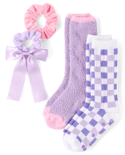 Girls Checkered 4-Piece Accessory Set