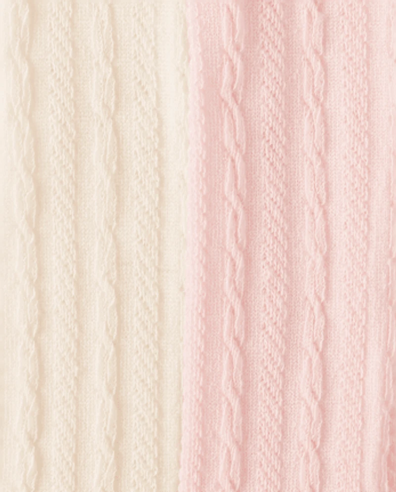 Toddler Girls Cable Knit Tights 2-Pack