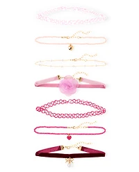 Girls Heart Choker Necklace 7-Pack