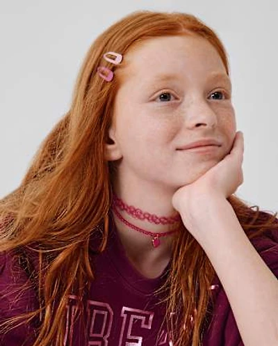 Girls Heart Choker Necklace 7-Pack