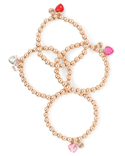 Girls Beaded Heart Bracelet 4-Pack