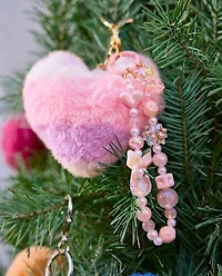 Girls Heart Beaded Bag Charm