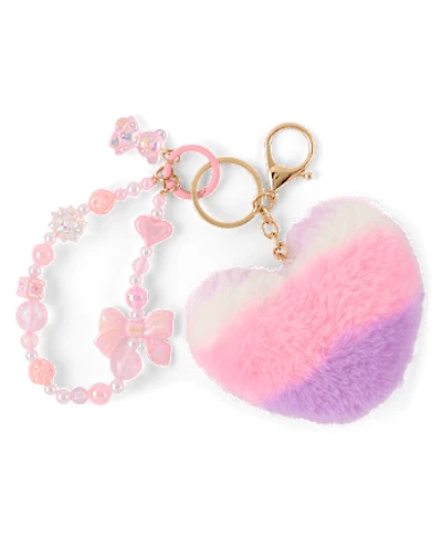 Girls Heart Beaded Bag Charm
