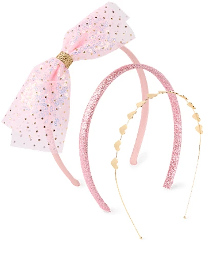 Girls Sequin Bow Headband 3-Pack