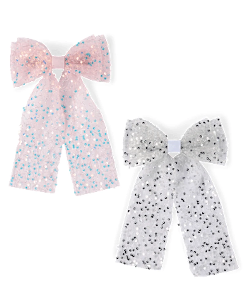 Girls Sequin Bow Hair Clip 2-Pack