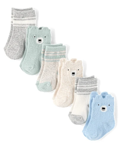 Baby Boys Bear Midi Socks 6-Pack