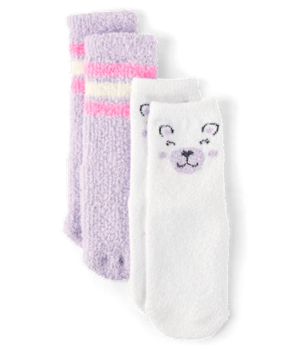 Toddler Girls Bear Cozy Socks 2-Pack