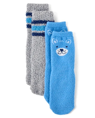 Toddler Boys Bear Cozy Socks 2-Pack