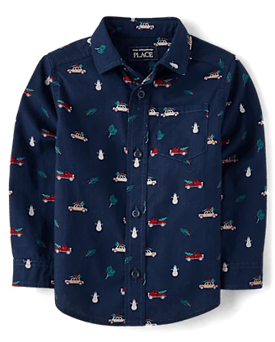 Baby And Toddler Boys Holiday Poplin Button Up Shirt