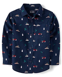 Baby And Toddler Boys Holiday Poplin Button Up Shirt