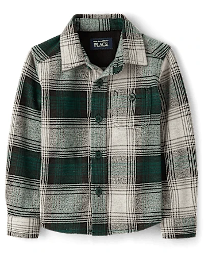 Baby And Toddler Boys Plaid Luxe Cozy Knit Button Up Shirt