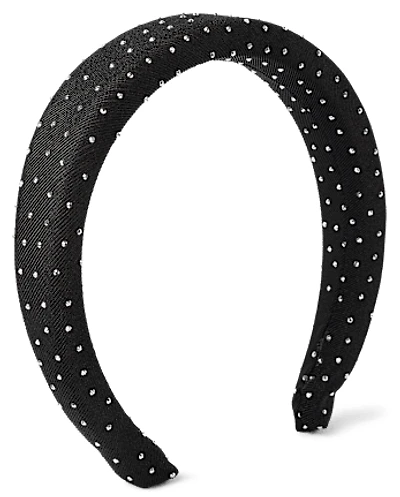 Girls Puffy Satin Rhinestone Headband