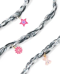 Girls Braided Faux Hair Tinsel Hair Tie