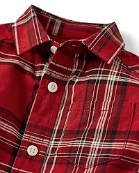 Baby And Toddler Boys Plaid Poplin Button Up Shirt