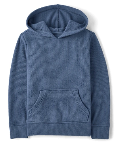 Kids Plush Winter Waffle Thermal Hoodie