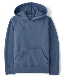 Kids Plush Winter Waffle Thermal Hoodie
