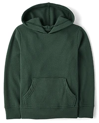 Kids Plush Winter Waffle Thermal Hoodie