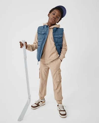 Kids Sueded Rib Cargo Jogger Pants