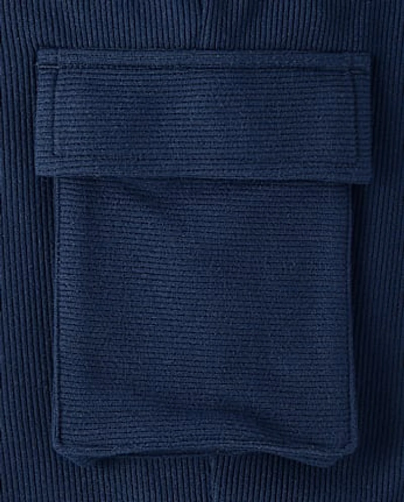 Kids Sueded Rib Cargo Jogger Pants