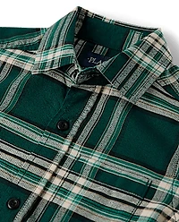Boys Matching Family Plaid Oxford Button Up Shirt