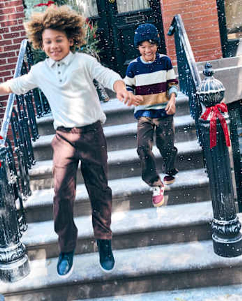 Boys Plaid Luxe Cozy Knit Baggy Cargo Pants