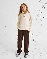 Boys Plaid Luxe Cozy Knit Baggy Cargo Pants