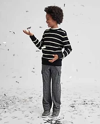 Boys Herringbone Luxe Cozy Knit Baggy Cargo Pants