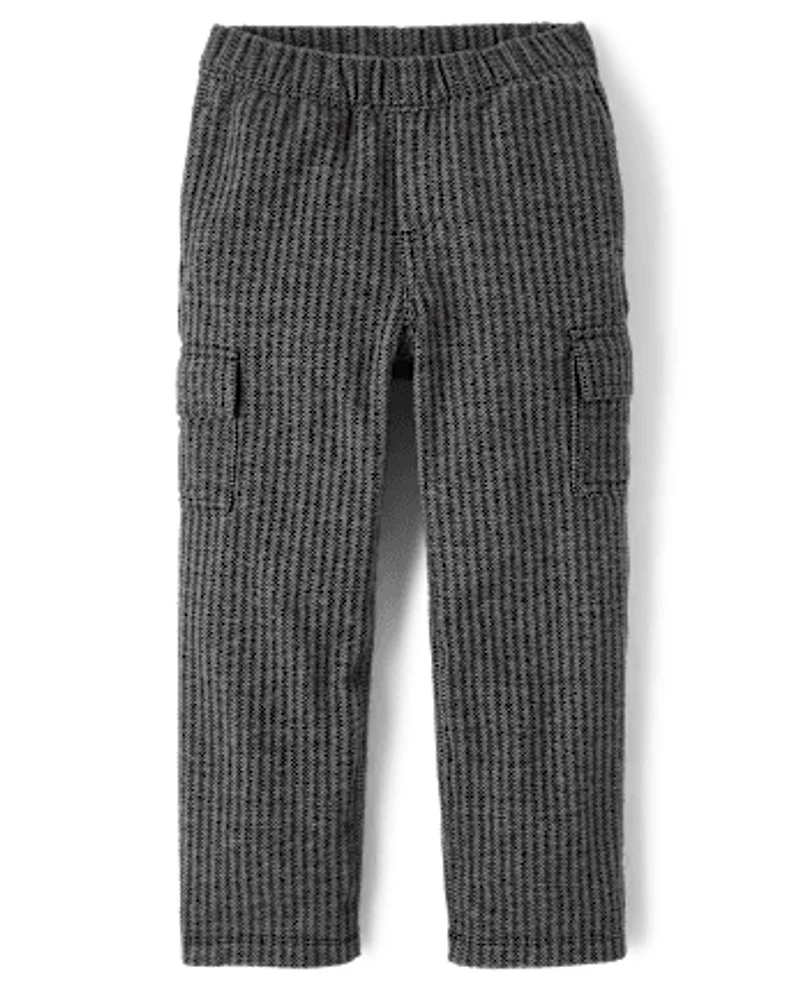 Boys Herringbone Luxe Cozy Knit Baggy Cargo Pants