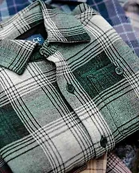 Boys Plaid Luxe Cozy Knit Button Up Shirt