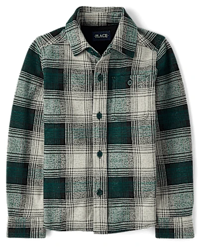 Boys Plaid Luxe Cozy Knit Button Up Shirt