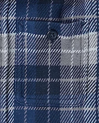Boys Plaid Luxe Cozy Knit Button Up Shirt