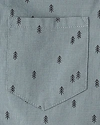 Boys Print Poplin Button Up Shirt