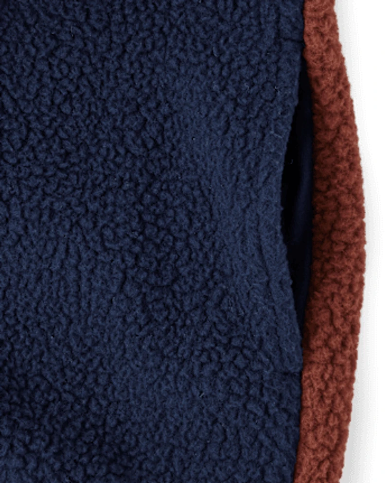 Kids Colorblock Sherpa Zip Up Jacket
