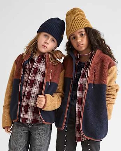 Kids Colorblock Sherpa Zip Up Jacket