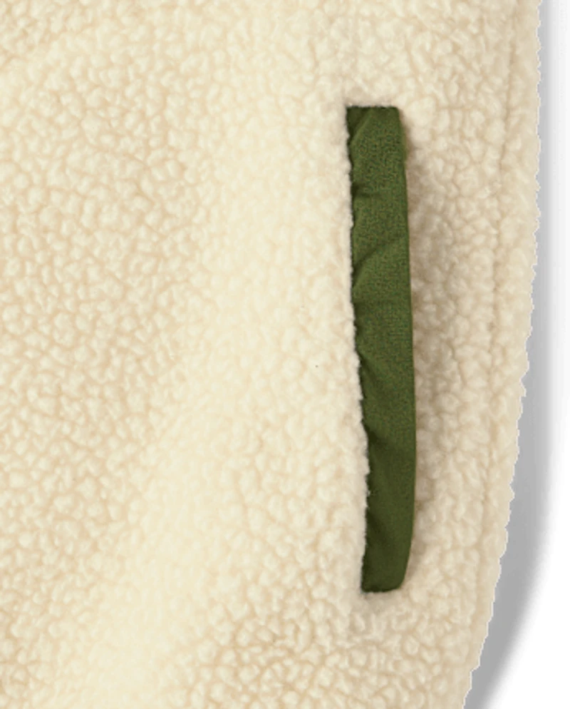 Veste zippée utilitaire contrastée en sherpa pour enfant