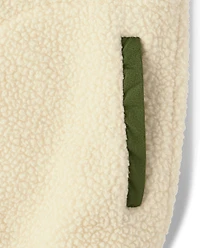 Veste zippée utilitaire contrastée en sherpa pour enfant