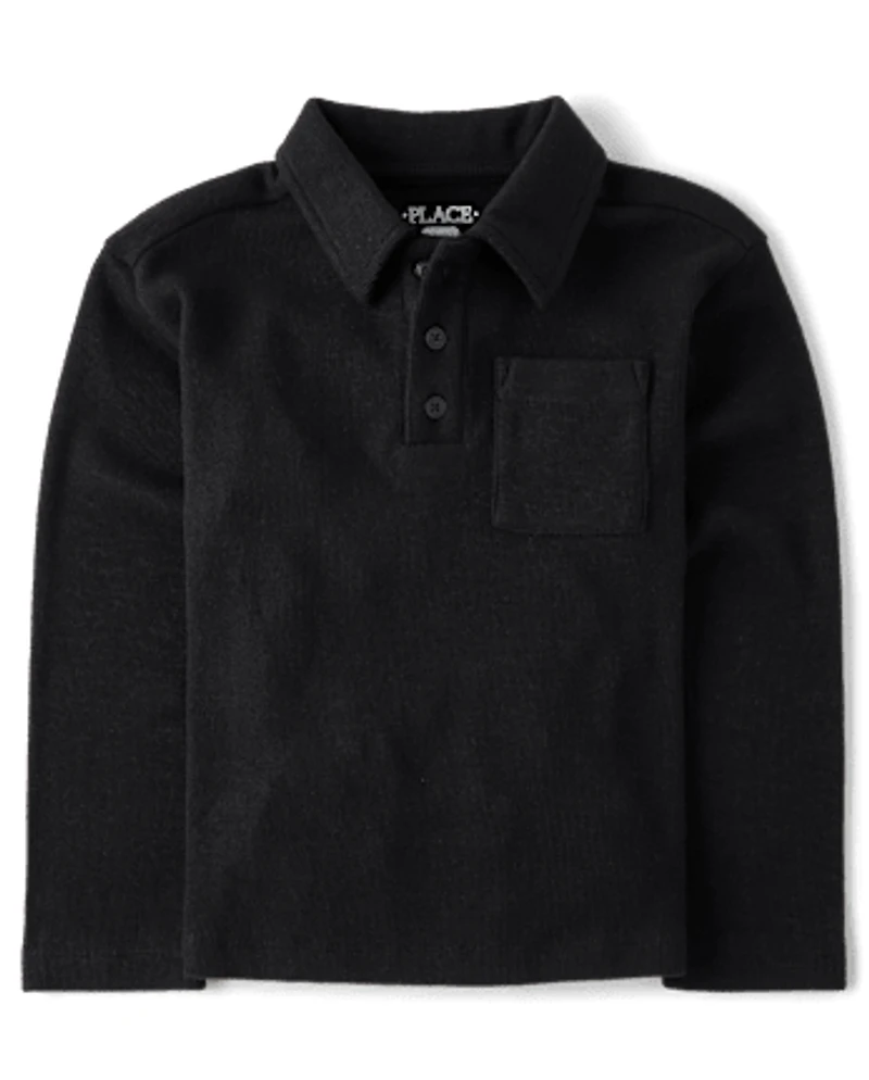 Boys Plush Rib Polo
