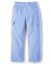 Kids Garment Dyed Premium Fleece Wide Leg Cargo Lounge Pants