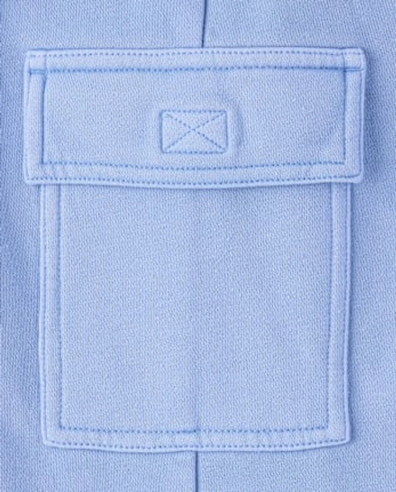 Kids Garment Dyed Premium Fleece Wide Leg Cargo Lounge Pants