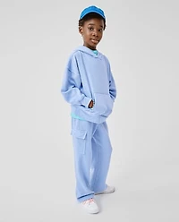 Kids Garment Dyed Premium Fleece Wide Leg Cargo Lounge Pants