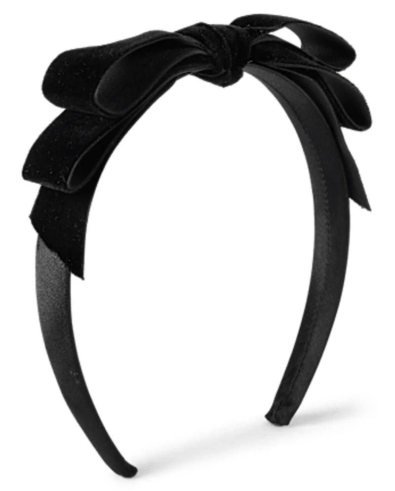 Girls Bow Velour Headband