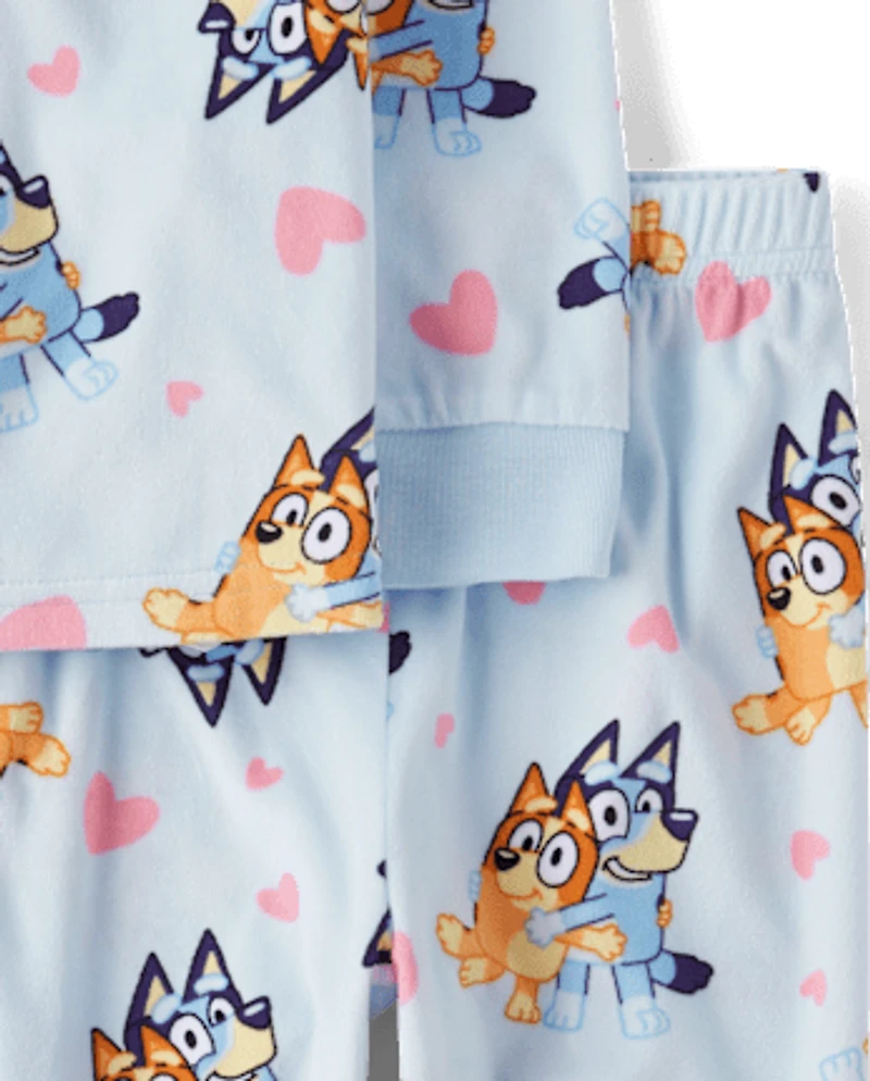 Baby And Toddler Girls Bluey™ Hearts Fleece Pajamas
