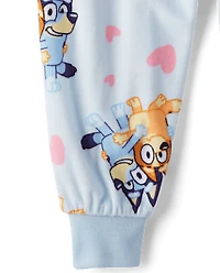 Baby And Toddler Girls Bluey™ Hearts Fleece Pajamas